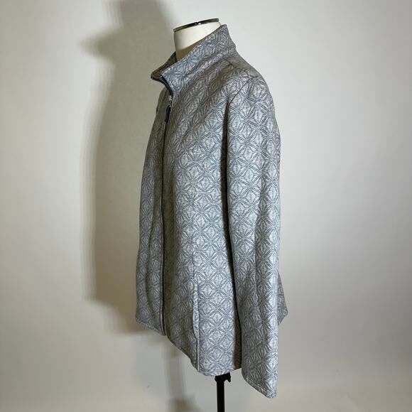 Weekends By Chicos Gray Geometric Jacket Full Zip Soft Womens Size 2 (Large L) - Picture 4 of 11